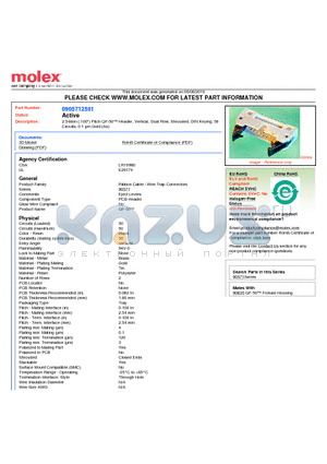 90571-2501 datasheet - 2.54mm (.100) Pitch QF-50 Header, Vertical, Dual Row, Shrouded, DIN Keying, 50 Circuits, 0.1 lm Gold (Au)