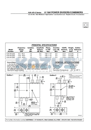 HJK-4R-23G datasheet - 0`/180`POWER DIVIDERS/COMBINERS
