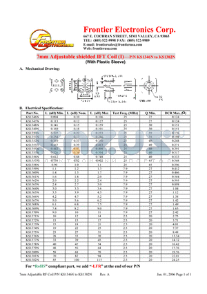 KS1348N datasheet - 7mm Adjustable shielded IFT Coil (I)