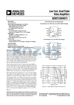 AD8072JR-REEL7 datasheet - Low Cost, Dual/Triple Video Amplifiers