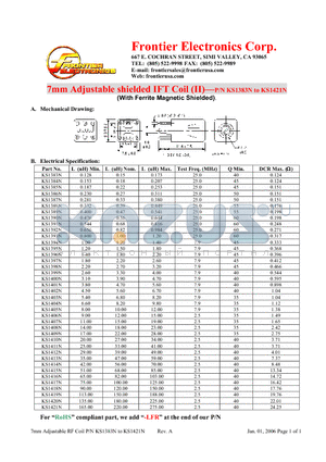 KS1409N datasheet - 7mm Adjustable shielded IFT Coil (II)