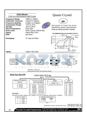 CSX3-BB-18 datasheet - 3.2X5 mm Ultra Miniature SMD Crystal