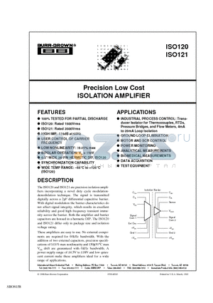 ISO120G datasheet - Precision Low Cost ISOLATION AMPLIFIER