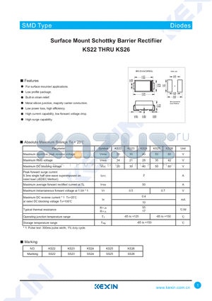 KS23 datasheet - Surface Mount Schottky Barrier Rectifiier