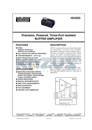 ISO253P datasheet - Precision, Powered, Three-Port Isolated BUFFER AMPLIFIER