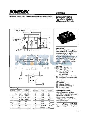 KS324520 datasheet - Single Darlington Transistor Module (200 Amperes/600 Volts)