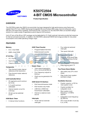 KS57C2504 datasheet - 4-BIT CMOS MICROCONTROLLER