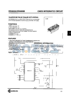 KS5805A datasheet - TELEPHONE PULSE DIALER WITH REDIAL