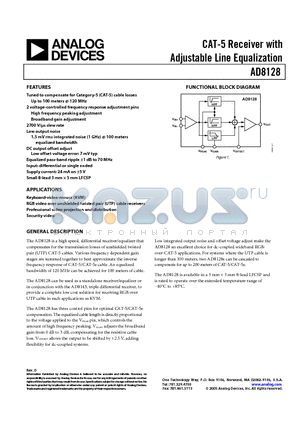 AD8128ACPZ-RL datasheet - CAT-5 Receiver with Adjustable Line Equalization