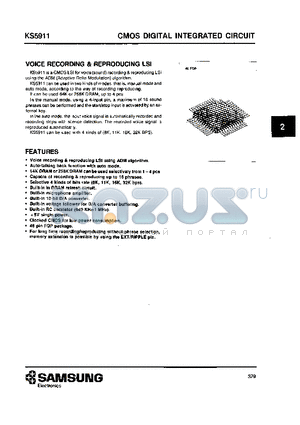 KS5911 datasheet - CMOS DIGITAL INTEGRATED CIRCUIT (VOICE RECORDING & REPRODUCING LSI