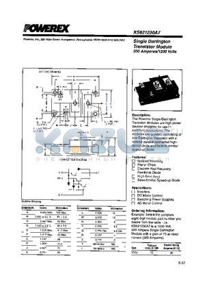 KS621230A7 datasheet - Single Darlington Transistor Module 300 Amperes/1200 Volts