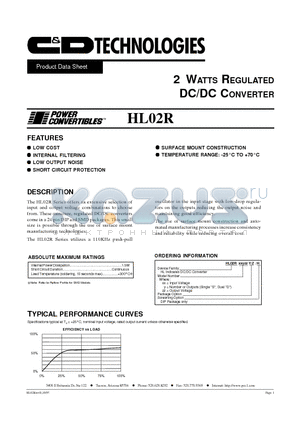 HL02R05S05 datasheet - 2 WATT REGULATED DC/DC CONVERTER