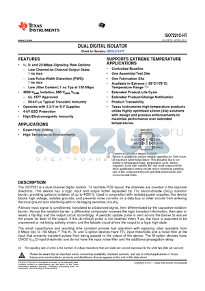 ISO7221C-HT datasheet - DUAL DIGITAL ISOLATOR
