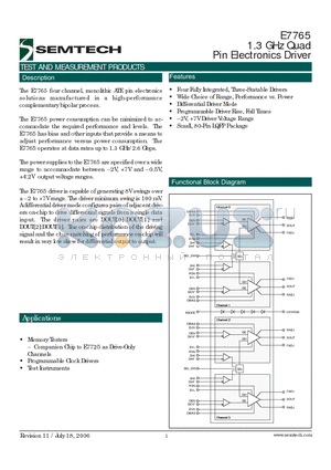 E7765AXF datasheet - 1.3 GHz Quad Pin Electronics Driver