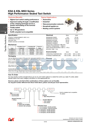 KSA0M412 datasheet - High Performance Sealed Tact Switch