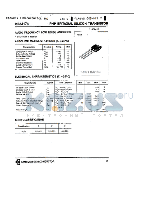 KSA1174 datasheet - PNP (AUDIO FREQUENCY LOW NOISE AMPLIFIER)