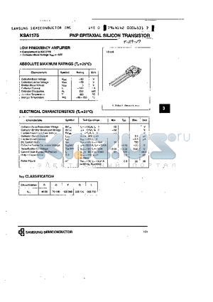 KSA1175 datasheet - PNP (LOW FREQUENCY AMPLIFIER)