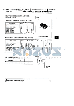 KSA1182 datasheet - PNP (LOW FREQUENCY POWER AMPLIFIER)