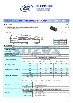 HL1C100MR datasheet - ALUMINIUM ELECTROLYTIC CAPACITOR