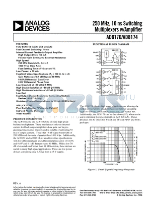 AD8174AR datasheet - 250 MHz, 10 ns Switching Multiplexers w/Amplifier