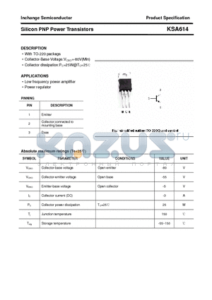KSA614 datasheet - Silicon PNP Power Transistors