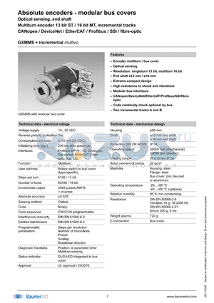 GXMMS.1502PA2 datasheet - Absolute encoders - modular bus covers