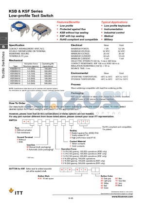 KSB0A030LFT datasheet - Low-profile Tact Switch