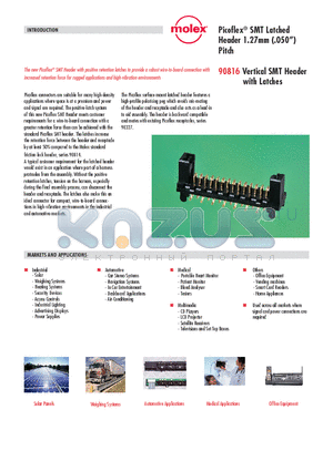 908160210 datasheet - Picoflex^ SMT Latched Header 1.27mm (.050) Pitch