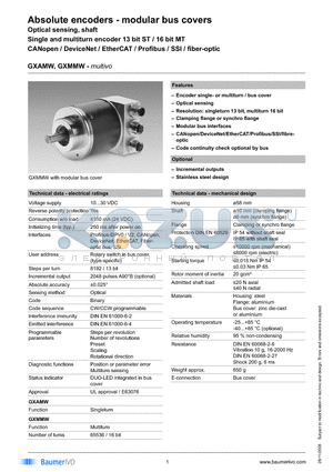 GXMMW.0203VA2 datasheet - Absolute encoders - modular bus covers