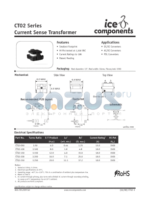CT02-050 datasheet - Current Sense Transformer
