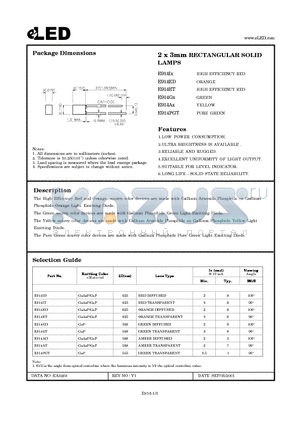 E914AT datasheet - 2 x 3mm RECTANGULAR SOLID LAMPS