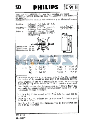 E91H datasheet - DUAL CONTROL HEPTODE