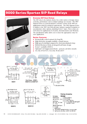 9081C-24-11 datasheet - Spartan SIP Reed Relays