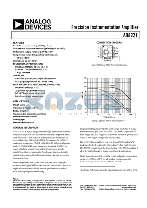 AD8221ARM-REEL datasheet - Precision Instrumentation Amplifier