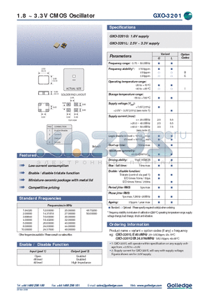 GXO-3201 datasheet - 1.8 ~ 3.3V CMOS Oscillator