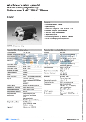 GXN1W.B203101 datasheet - Absolute encoders - parallel