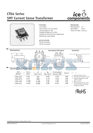 CT04-125 datasheet - SMT Current Sense Transformer