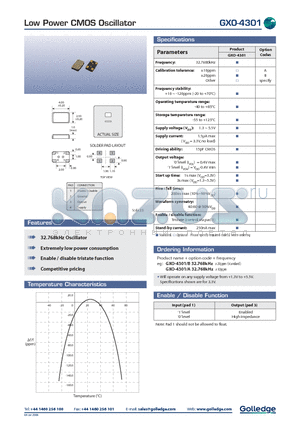 GXO-4301 datasheet - Low Power CMOS Oscillator