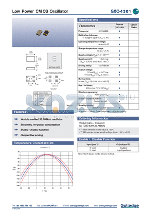 GXO-4301_08 datasheet - Low Power CMOS Oscillator