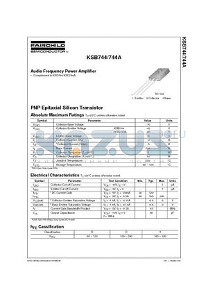 KSB744 datasheet - Audio Frequency Power Amplifier