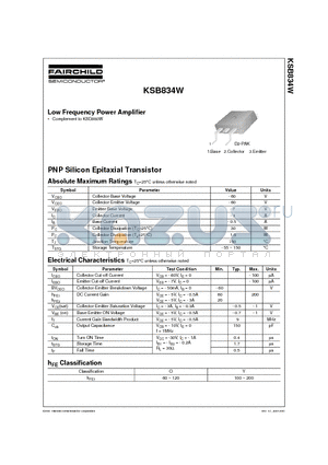 KSB834W datasheet - Low Frequency Power Amplifier