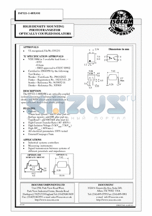 ISP321-1-88XSM datasheet - HIGH DENSITY MOUNTING PHOTOTRANSISTOR OPTICALLY COUPLED ISOLATORS