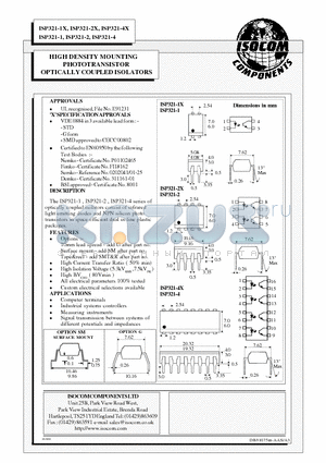 ISP321-2X datasheet - HIGH DENSITY MOUNTING PHOTOTRANSISTOR OPTICALLY COUPLED ISOLATORS