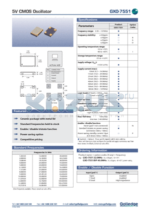 GXO7551 datasheet - 5V CMOS Oscillator