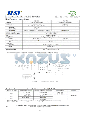 I724-3P5-20.000 datasheet - Surface Mount Oscillator, TCXO, TCVCXO Metal Package, 9 mm x 11 mm