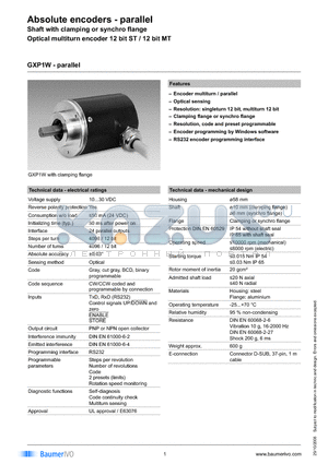 GXP1W.A2041C1 datasheet - Absolute encoders - parallel