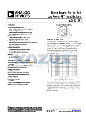 AD822TRZ-EP-R7 datasheet - Sinle-Supply, Rail-to-Rail Low Power FET-Input Op Amp