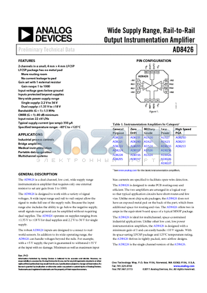 AD8231 datasheet - Wide Supply Range, Rail-to-Rail Output Instrumentation Amplifier