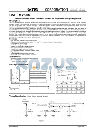 G5ELM2596 datasheet - Simple Switcher Power converter 150kHz 3A Step-Down Voltage Regulator