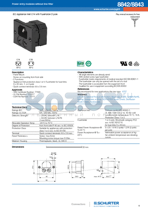 6003.0215 datasheet - Power entry modules without line filter